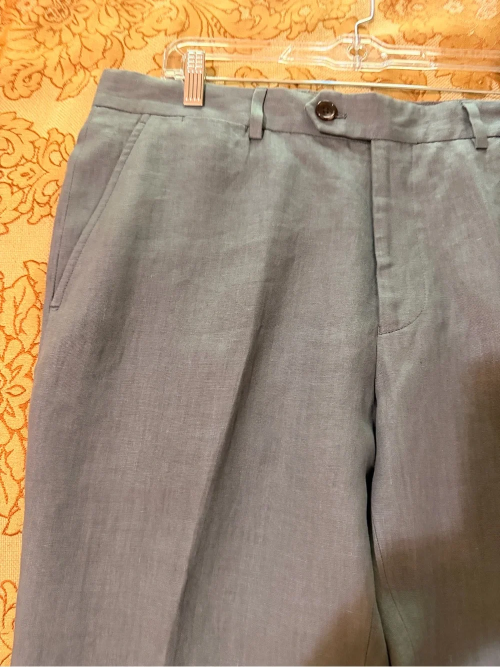 Todd Synder New York Men’s 100% Linen Slacks, Gray, Flat Front, NWT, Sz 36 x 34